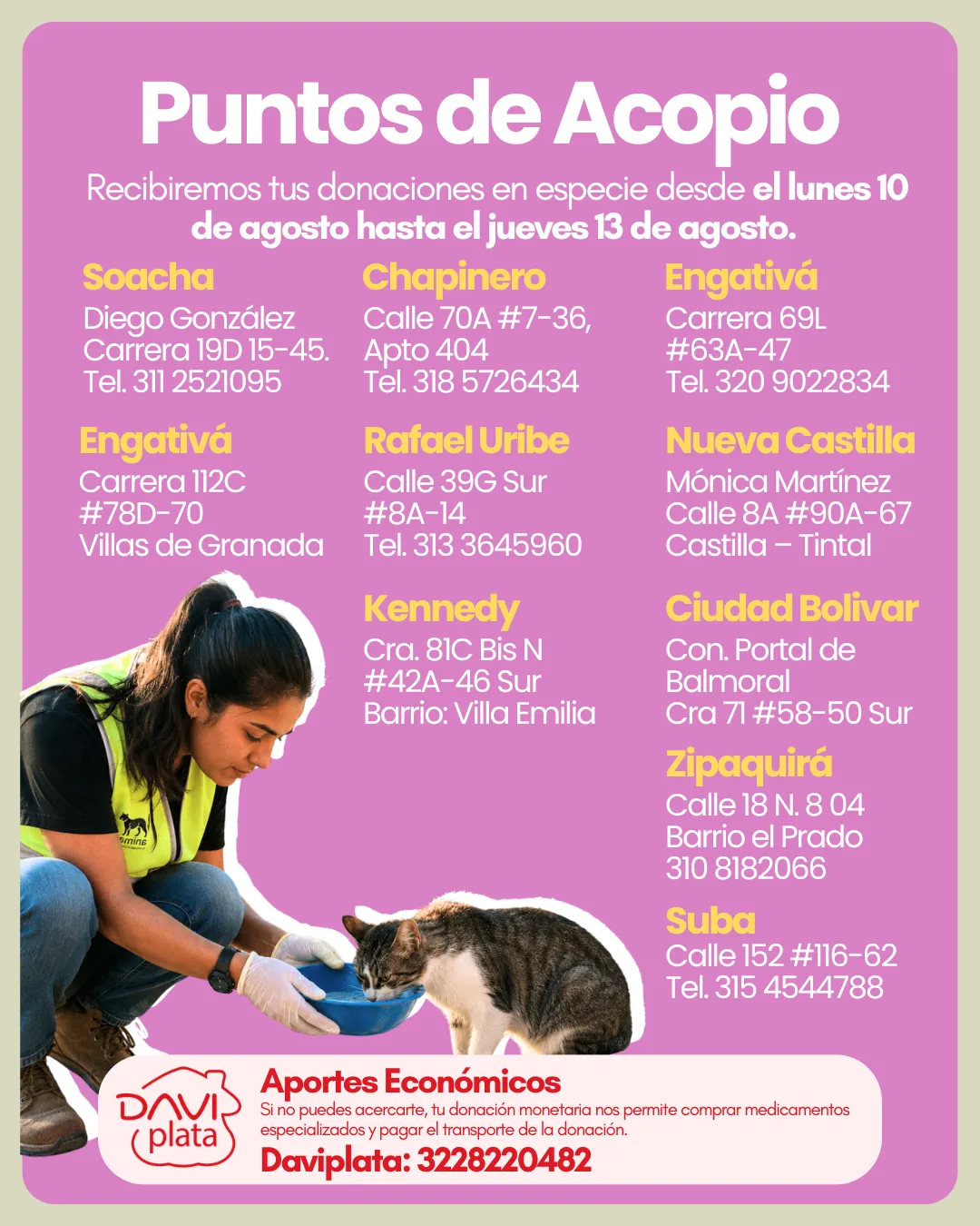 Puntos de acopio de la Donatón Zoolidaridad
